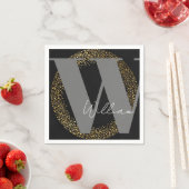 aangepaste Monogram naam goud zwart grijs stijlvol Servet (Insitu)