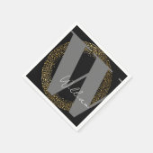 aangepaste Monogram naam goud zwart grijs stijlvol Servet (Hoek)