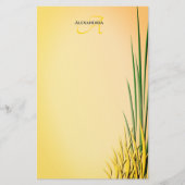 Aangepaste monogram naam Grass Border Station Briefpapier (Voorkant)