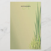 Aangepaste monogram naam Grass Border Station Briefpapier (Voorkant)