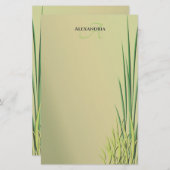 Aangepaste monogram naam Grass Border Station Briefpapier (Voorkant / Achterkant)