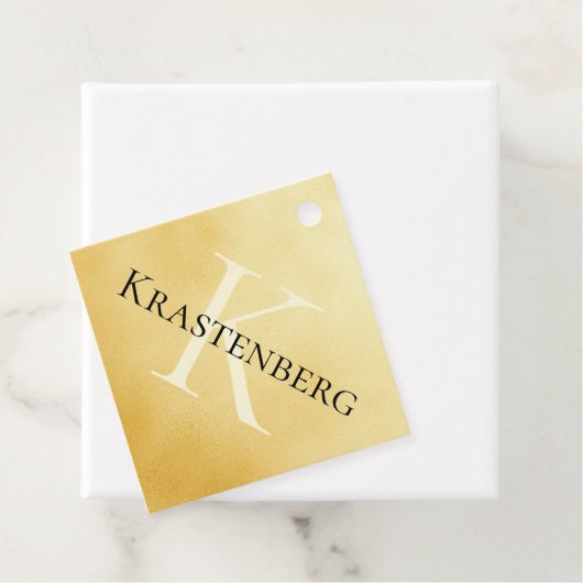 Aangepaste monogram naam Greeting Faux Gold Bedankjes Labels (In situ)