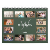 Aangepaste Monogram Naam Groen Foto Kalender (Hoes)