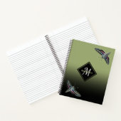 Aangepaste monogram naam groene ombre sphinx Moth Notitieboek (Binnen)
