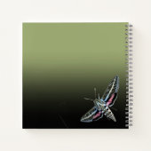 Aangepaste monogram naam groene ombre sphinx Moth Notitieboek (Achterkant)