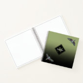Aangepaste monogram naam groene ombre sphinx Moth Notitieboek (Binnen)