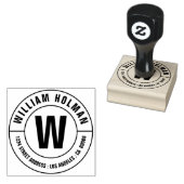 Aangepaste monogram naam houten retour adres rubberstempel (Gestempeld)