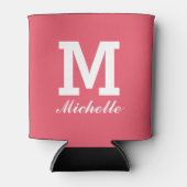 Aangepaste monogram naam initiaal koraal koelboxxe blikjeskoeler (Voorkant)