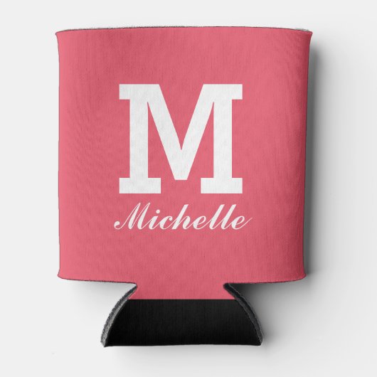 Aangepaste monogram naam initiaal koraal koelboxxe blikjeskoeler (Voorkant)