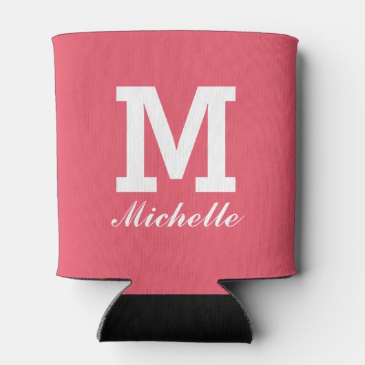 Aangepaste monogram naam initiaal koraal koelboxxe blikjeskoeler (Achterkant)