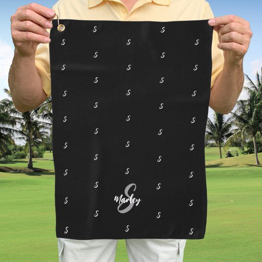 Aangepaste Monogram Naam Initiaal Patroon Modern B Golfhanddoek