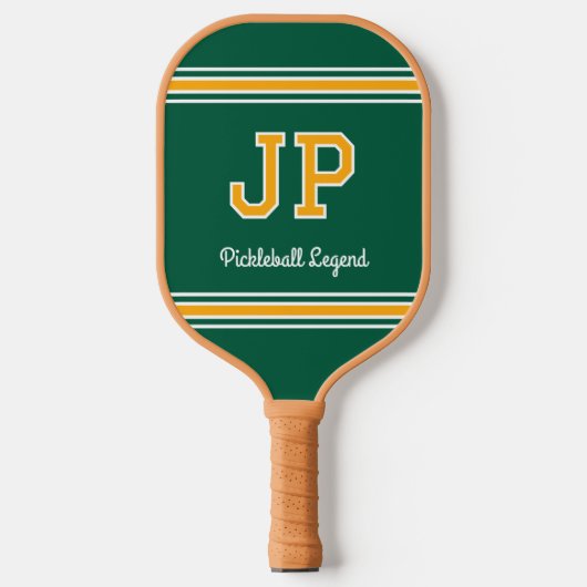 Aangepaste Monogram Naam Initialen Retro Green Gol Pickleball Paddle (Voorkant)