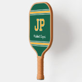 Aangepaste Monogram Naam Initialen Retro Green Gol Pickleball Paddle (Links)