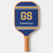 Aangepaste Monogram Naam Initialen Retro Navy Gold Pickleball Paddle (Voorkant)