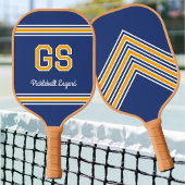 Aangepaste Monogram Naam Initialen Retro Navy Gold Pickleball Paddle