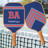 Aangepaste Monogram Naam Initialen Retro Navy Rood Pickleball Paddle
