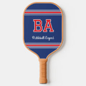 Aangepaste Monogram Naam Initialen Retro Navy Rood Pickleball Paddle (Voorkant)