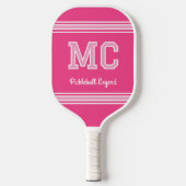 Aangepaste Monogram Naam Initialen Retro Roze Wit Pickleball Paddle (Voorkant)