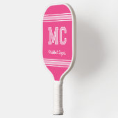 Aangepaste Monogram Naam Initialen Retro Roze Wit Pickleball Paddle (Links)