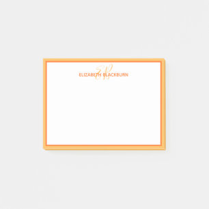 Aangepaste monogram naam initials eenvoudig oranje post-it® notes