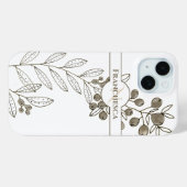 Aangepaste monogram naam laat Khaki Berries Art ov Case-Mate iPhone Case (Achterkant (horizontaal))