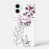 Aangepaste monogram naam laat Paarse bessen kunst Case-Mate iPhone Case (Achterkant)