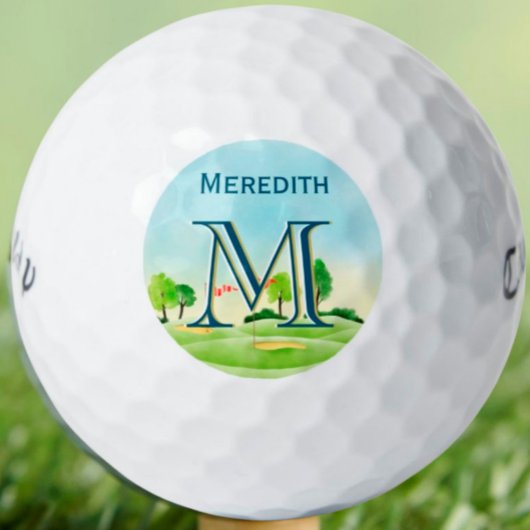 Aangepaste monogram naam landschappelijke baan  golfballen