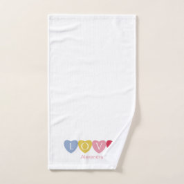 Aangepaste monogram naam liefde hart eenvoudig wit handdoek