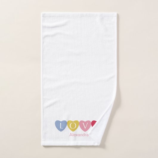 Aangepaste monogram naam liefde hart eenvoudig wit handdoek (Handdoek)