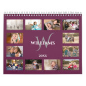Aangepaste Monogram Naam Magenta Paarse Foto Kalender (Hoes)