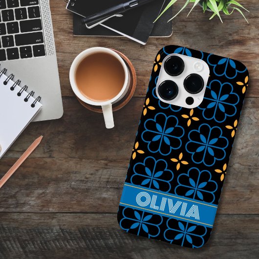 Aangepaste Monogram Naam Mediterraans Telefoonhoes Case-Mate iPhone Case