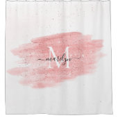 Aangepaste monogram naam Meisje Blush Pink Glitter Douchegordijn (Voorkant)