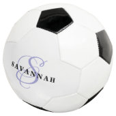 Aangepaste monogram naam Modern Fun Sports Paars Voetbal (Drie kwart)