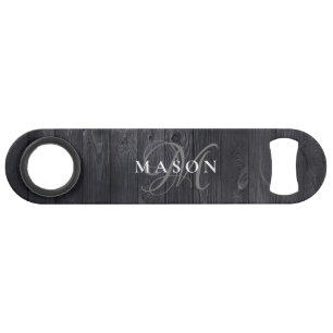 Aangepaste monogram naam Modern Rustic Elegant Speed Flessenopener