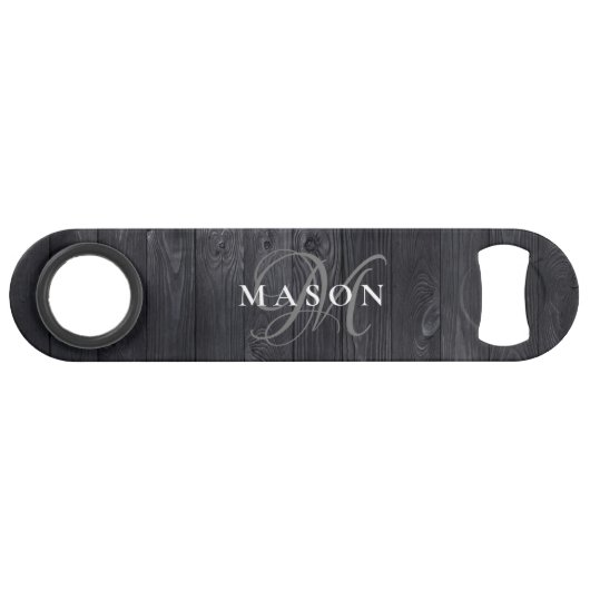 Aangepaste monogram naam Modern Rustic Elegant Speed Flessenopener (Voorkant (Horizontaal))