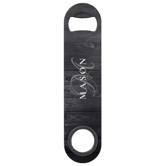 Aangepaste monogram naam Modern Rustic Elegant Speed Flessenopener (Voorkant)