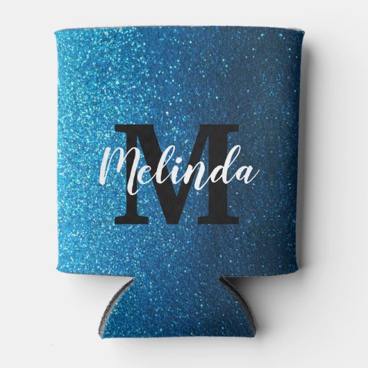 Aangepaste monogram naam Moderne Glitter Party Blikjeskoeler (Voorkant)