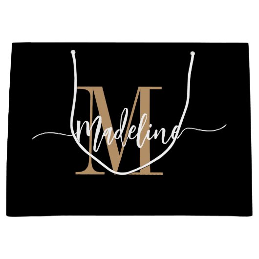 Aangepaste monogram Naam Moderne Manuscript Zwemme Groot Cadeauzakje (Voorkant)