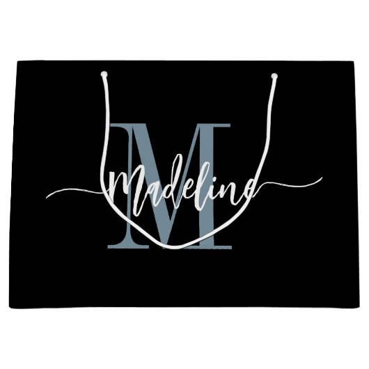 Aangepaste monogram Naam Moderne Manuscript Zwemme Groot Cadeauzakje (Voorkant)