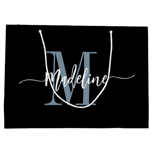 Aangepaste monogram Naam Moderne Manuscript Zwemme Groot Cadeauzakje (Achterkant)