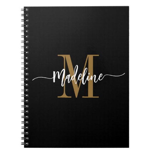 Aangepaste monogram naam Moderne Script Swirls Cad Notitieboek (Voorkant)