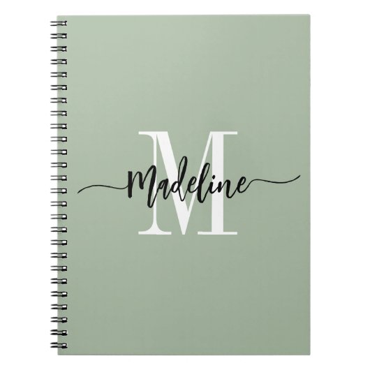 Aangepaste monogram naam Moderne Script Swirls Cad Notitieboek (Voorkant)