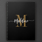 Aangepaste monogram naam Moderne Script Swirls Cad Notitieboek