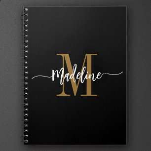 Aangepaste monogram naam Moderne Script Swirls Cad Notitieboek
