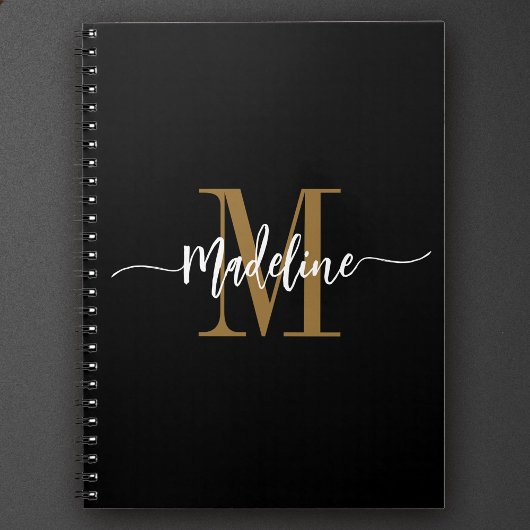 Aangepaste monogram naam Moderne Script Swirls Cad Notitieboek