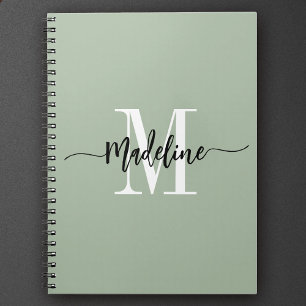 Aangepaste monogram naam Moderne Script Swirls Cad Notitieboek