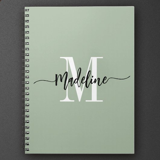 Aangepaste monogram naam Moderne Script Swirls Cad Notitieboek