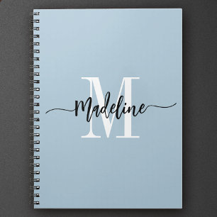 Aangepaste monogram naam Moderne Script Swirls Cad Notitieboek