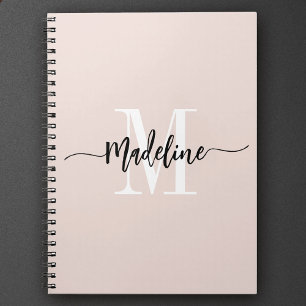 Aangepaste monogram naam Moderne Script Swirls Cad Notitieboek