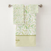 Aangepaste monogram naam Natuur Fern Leaf Pattern Bad Handdoek (Insitu)